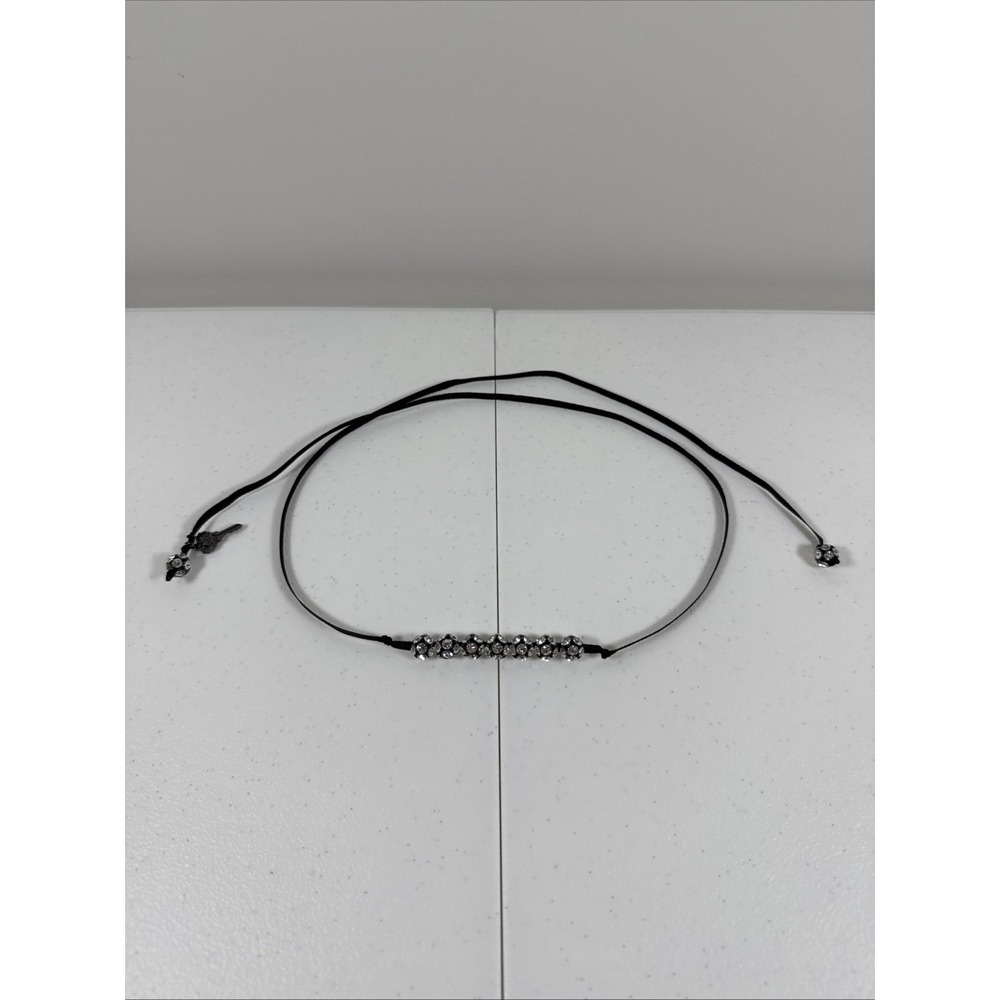 Betsey Johnson Charm Ribbon Tie Necklace Wrap Around‎ Knotted 32" Long Black